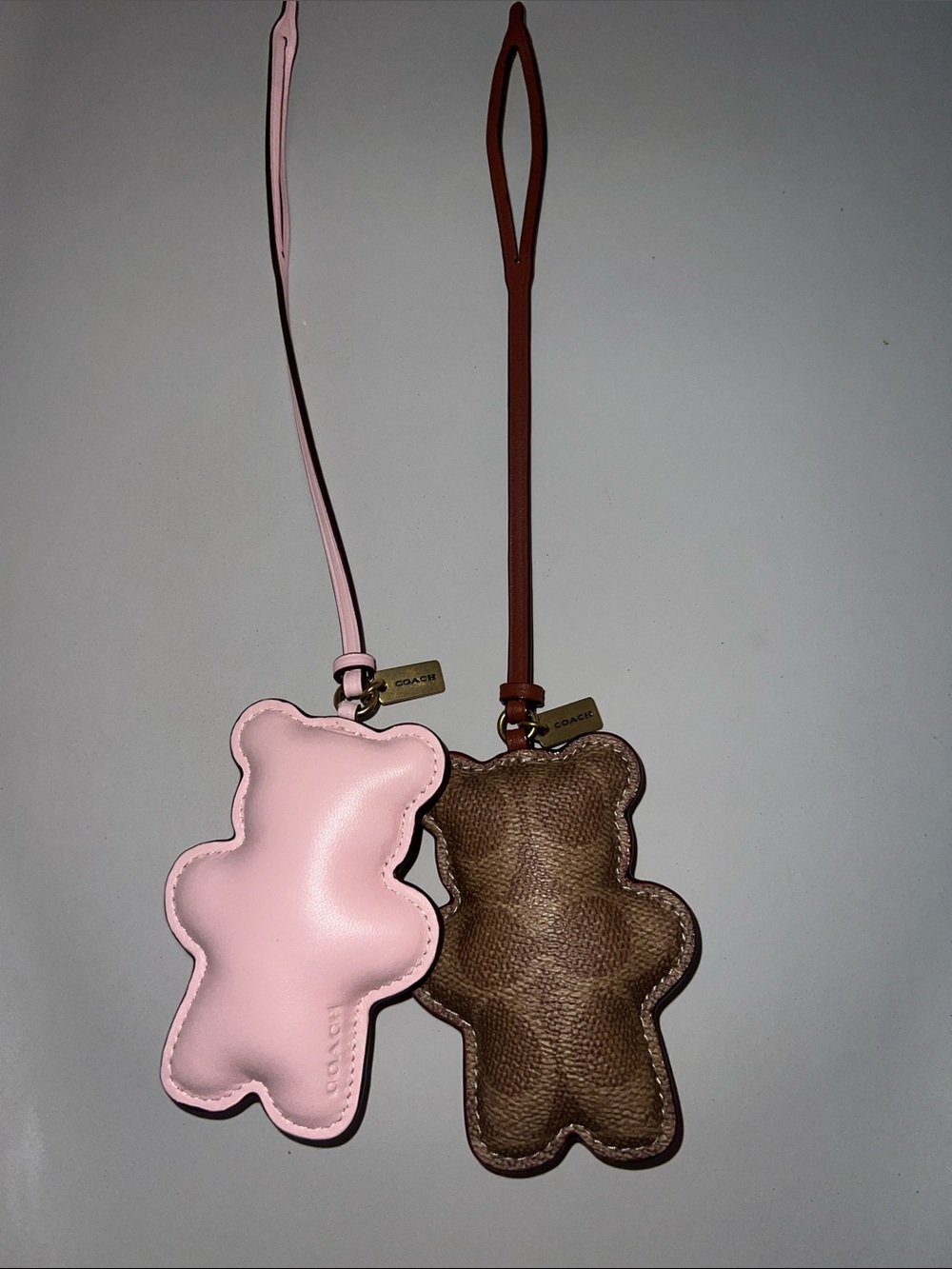 Coach Teddy Bear Bag Charms in Pink and Brown